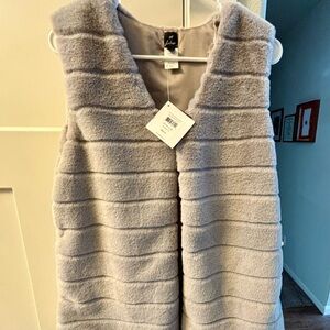 Gray Faux Fur Vest